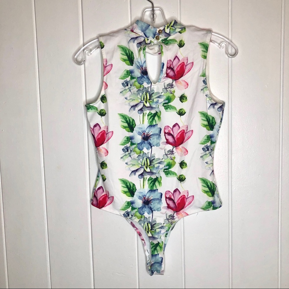 Nylon Apparel NWT choker cut out floral bodysuit - Picture 3 of 5